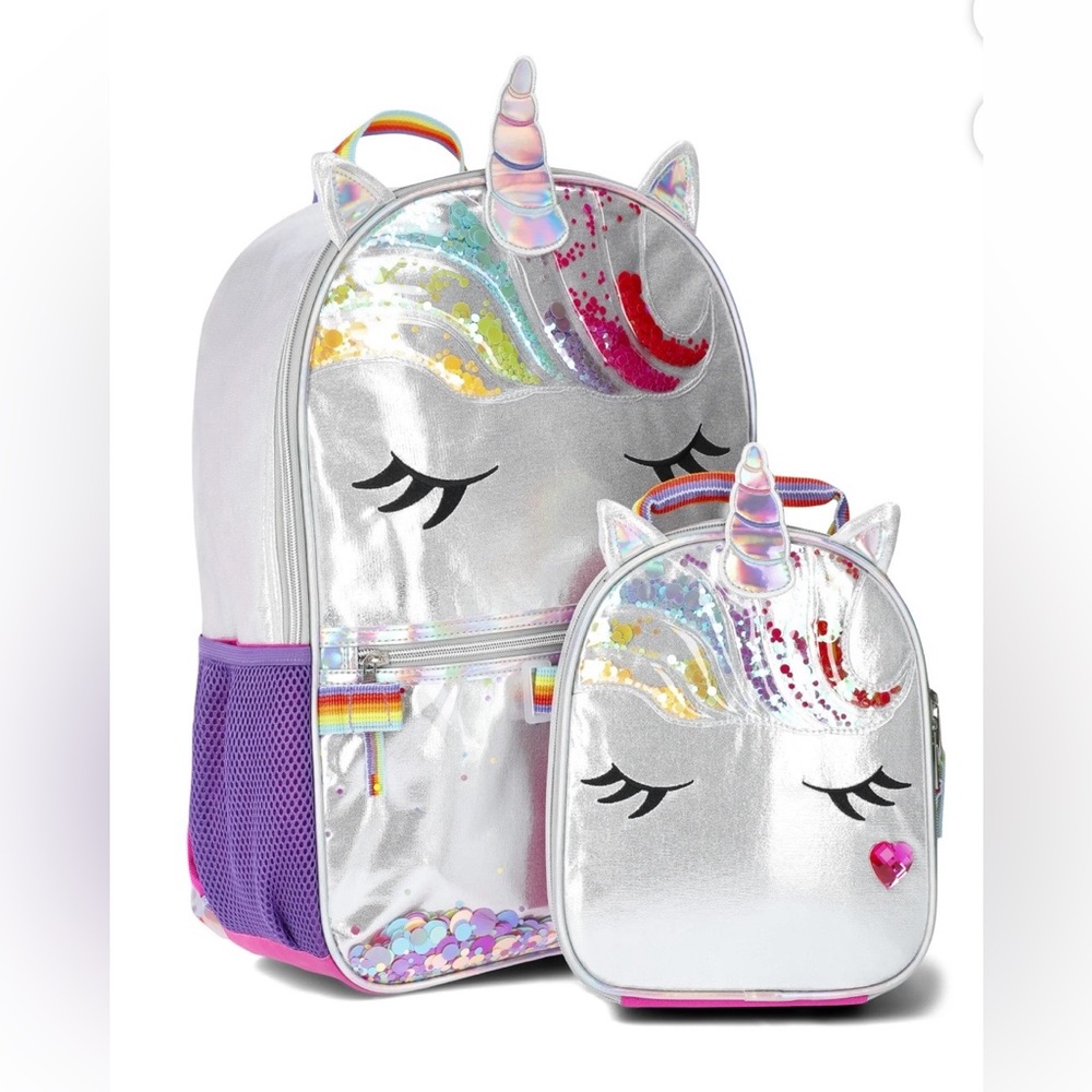 17" Rainbow Unicorn Backpack & Lunch Bag 2-Piece Set NWT
